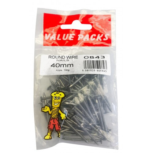 Value Pack Round Wire Nails 40mm 0843 (Large Letter Rate)