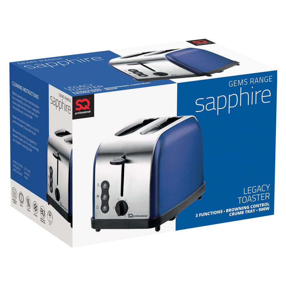 SQ Professional Gems Legacy 2 Slice Toaster 900W Sapphire 10085 (Parcel Rate)