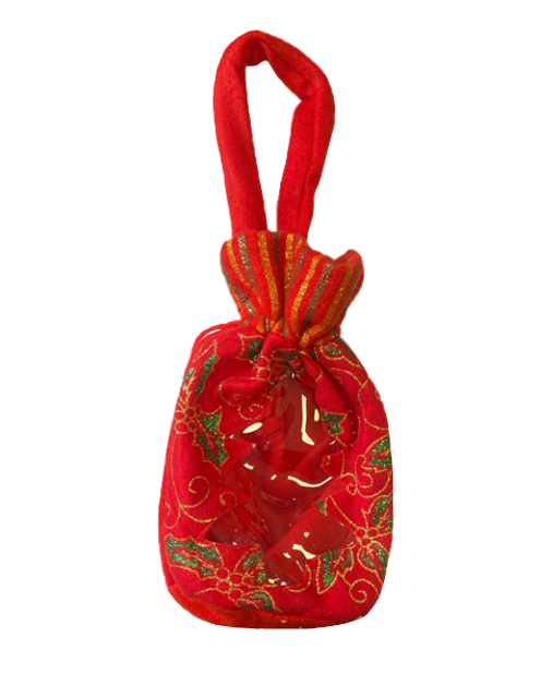 Christmas Fabric  Gift Pouch Bag with Clear Window 20 x 14 cm Assorted Designs 1753 (Large Letter Rate)