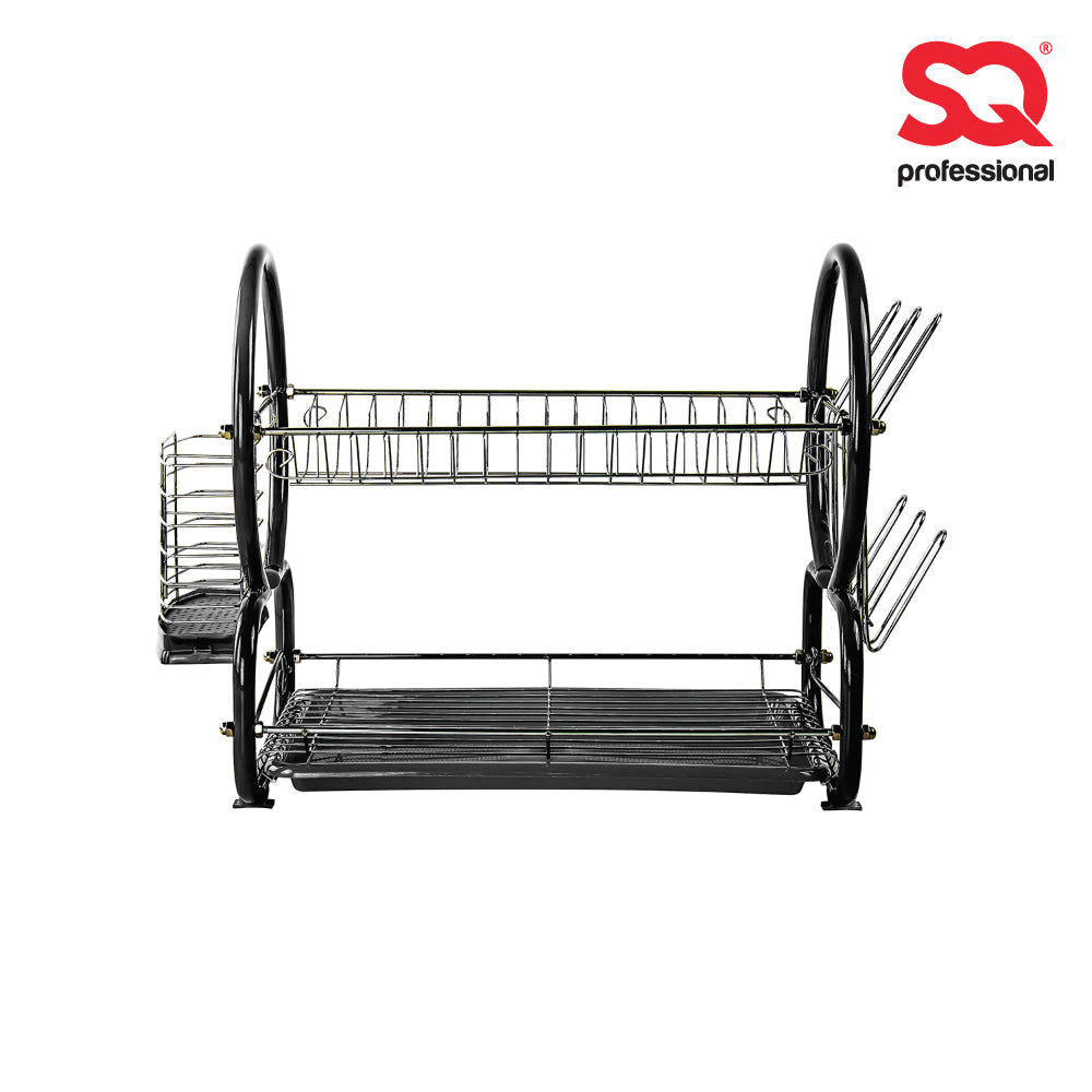 SQ Professional 2 Tier Dish Drainer Rack Black 1833 (Big Parcel Rate)