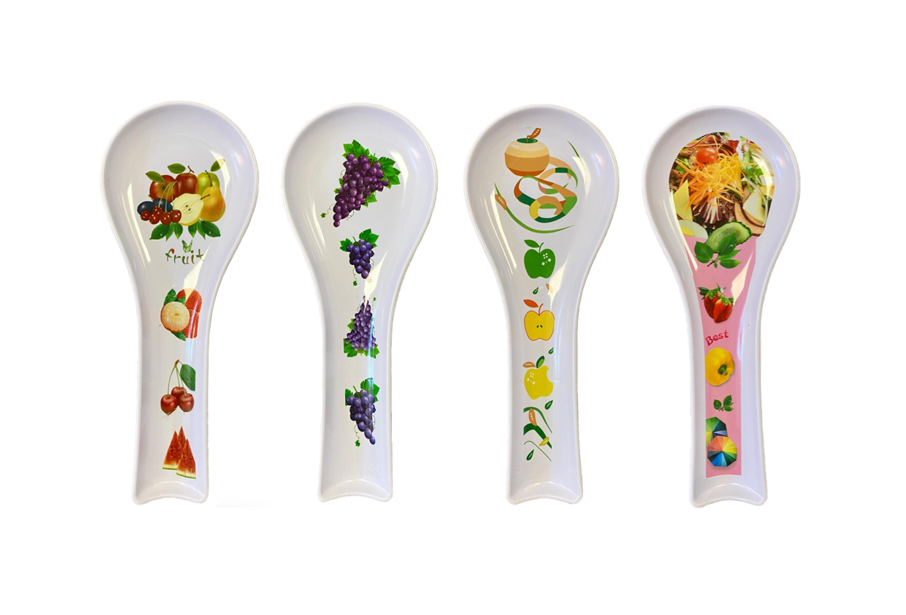 Large Plastic Kitchen Cooking Spoon Rest with Printed Design 26.7cm Assorted Designs 2778 (Parcel Rate)