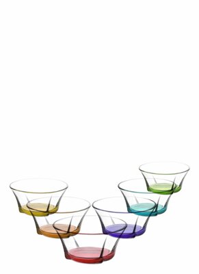 Truva Glass Side Dish Bowl 310cc Set of 6 Coloured Glass 5440 (Parcel Rate)