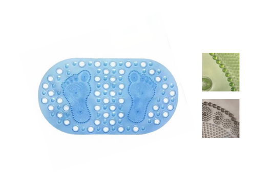 Oval Anti-Slip Bathroom Shower Bath Mat with Feet Design 66 x 35 cm Assorted Colours 4152 (Parcel Rate)