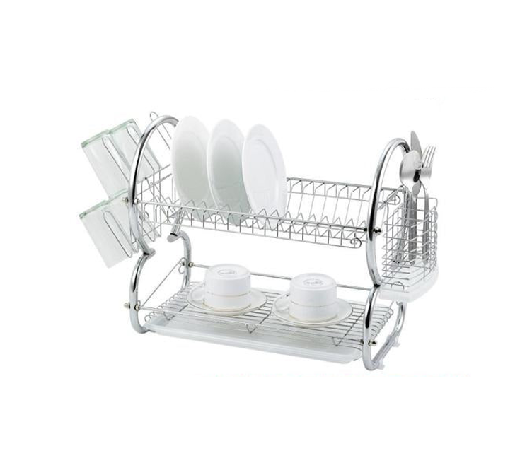 Tristar 2 Tier Dish Drainer Cutlery Rack with Drip Tray Silver 53743 (Big Parcel Rate)