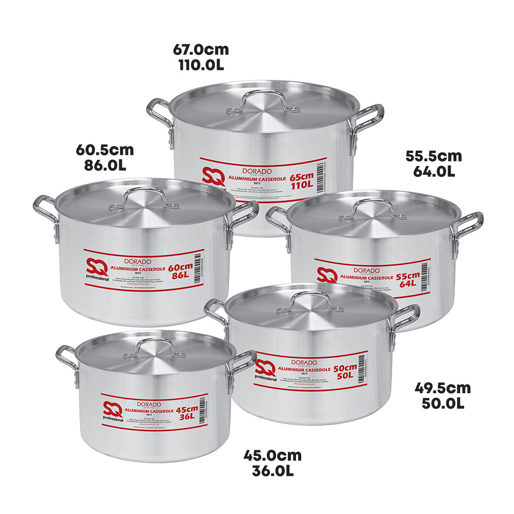 SQ Professional Galaxis Dorado Catering Aluminium Casserole Set of 5 45-50-55-60-63cm 5873 (Big Parcel Rate)