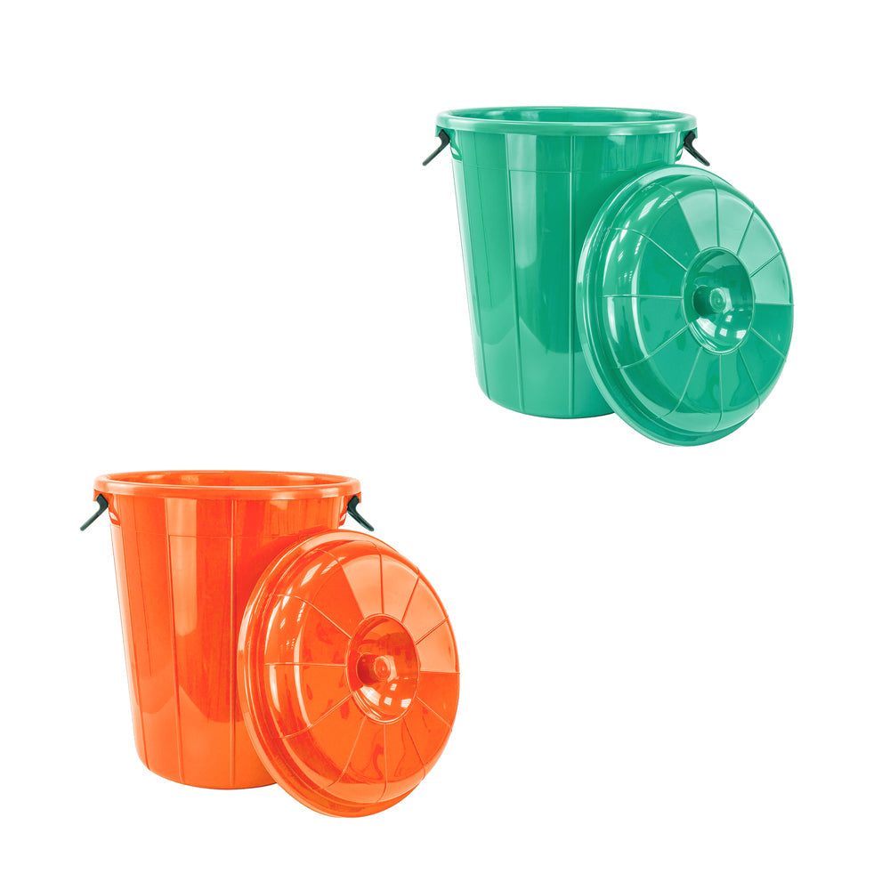 Plastic Eco Storage Drum Bin Bucket with 2 Side Handles 50L Assorted Colours 5006 (Big Parcel Rate)