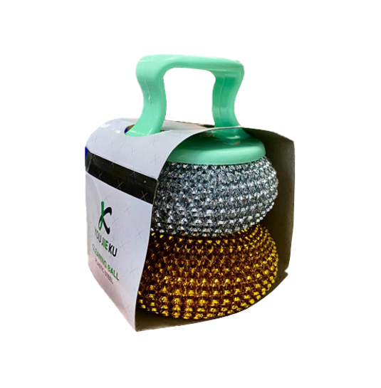 Kitchen Steel Scourers with Plastic Handle 2pcs 3.5 x 8 cm Assorted Colours 6974 (Parcel Rate)