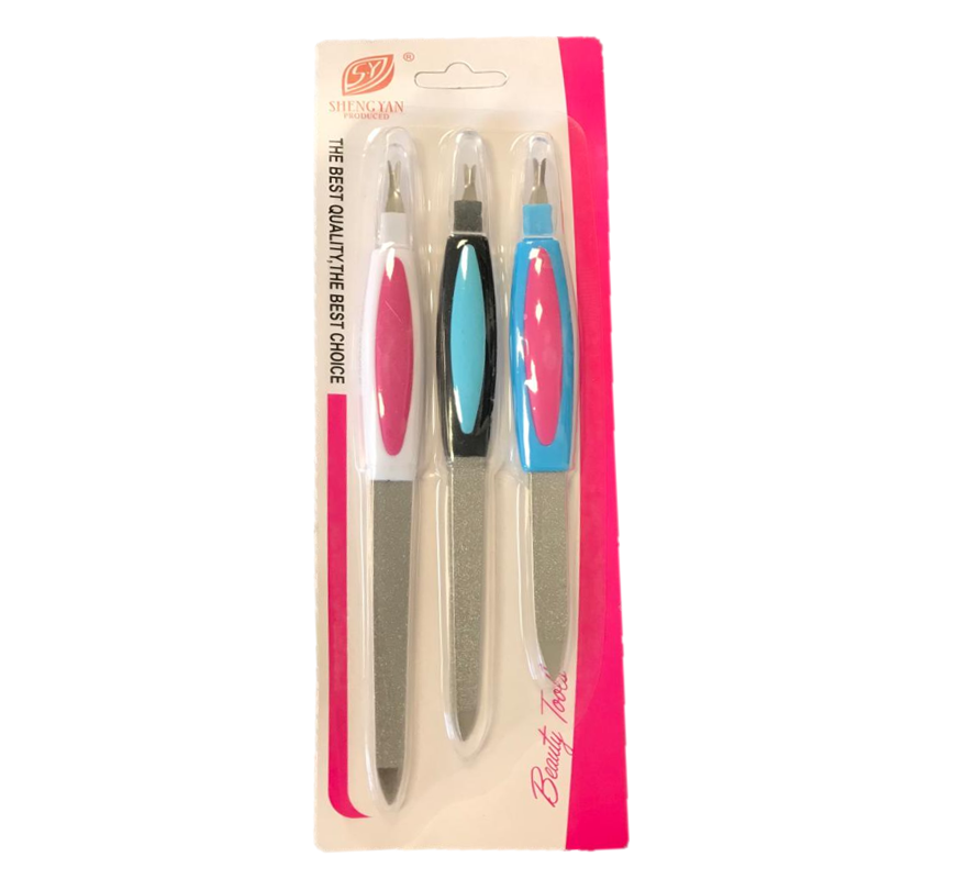 Double Sided Metal Nail File and Dead Skin Remover Pack of 3 Assorted Sizes 7140 (Parcel Rate)