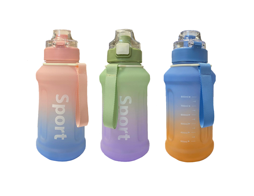 Plastic Water Drinking Bottle Ombre Design 1000ml Assorted Colours 7217 A (Parcel Rate)