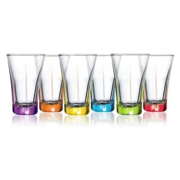 Truva Mini Water Shot Glass 100cc Set of 6 Coloured Glass TRU309PTO (Parcel Rate)