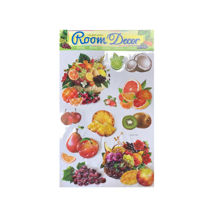 Room Decor 3D Effect Wall Stickers Fruit Design 60 x 35 cm Assorted Designs and Colours 7550 (Parcel Rate)