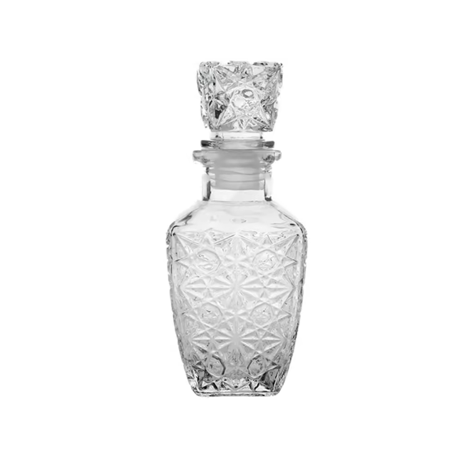 Elegant Square Patterned Glass Oil Vinegar Perfume Whiskey Decanter Bottle Large 7724 (Parcel Plus Rate)