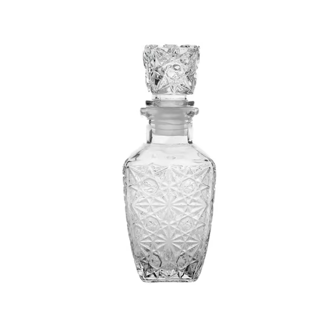 Elegant Square Patterned Glass Oil Vinegar Perfume Whiskey Decanter Bottle Small 7726 (Parcel Plus Rate)