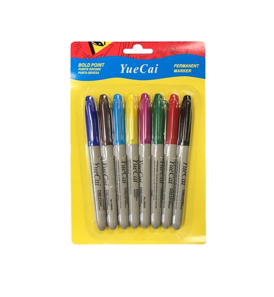 Bold Point Permanent Marker Pens Pack of 8 Assorted Colours 7729 (Large Letter Rate)