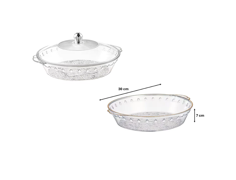 Round Transparent Plastic Fruit Bowl Serving Tray with Lid 30 x 7 cm Assorted Colours 7810 (Parcel Rate)