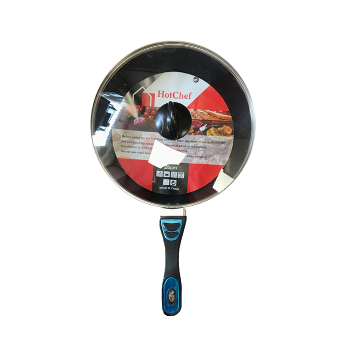 Frying Pan with Deep Base and Glass Lid 28 cm Speckled Assorted Colours 7820 (Parcel Rate)