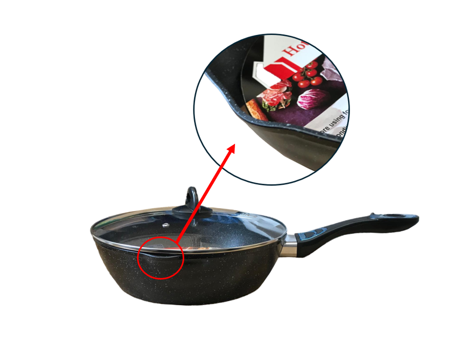 Frying Pan with Deep Base and Glass Lid 28 cm Speckled Assorted Colours 7820 (Parcel Rate)