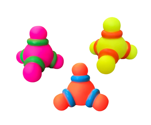 Pet Dog Toy Squeaky Atom Shaped Ball 8 cm Assorted Colours 7827 (Parcel Rate)