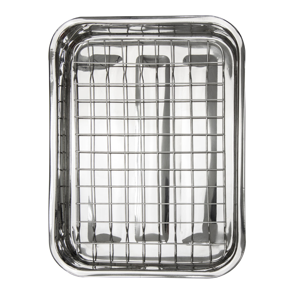 SQ Lustro Lasagne Oven Roasting Tin Tray with Rack W 28cm x D 21cm x H 4.5cm / 2L 8882 (Parcel Rate)