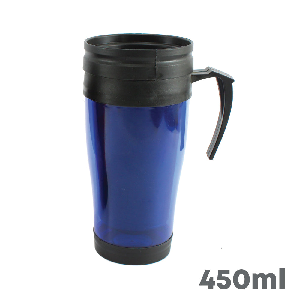 SQ Professional Car Coffee Tea Travel Mug with Handle 450ml Assorted Colours 0045 / 9995 A (Parcel Rate)