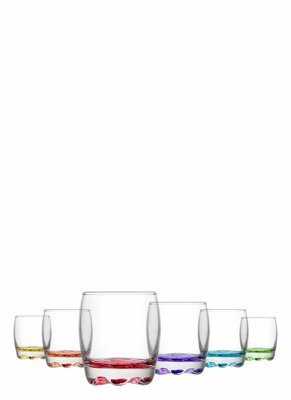 Damla Whiskey Drinking Glasses 290cc Set of 6 Coloured Glass DAM290 (Parcel Rate)