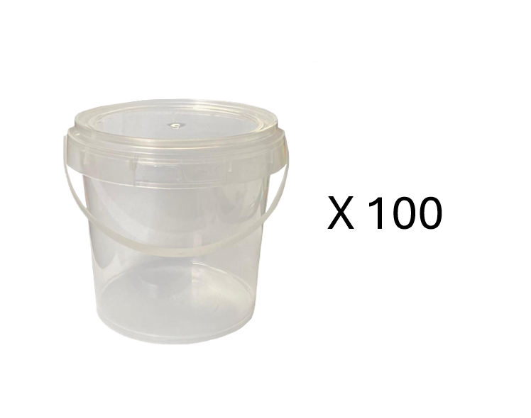 Small Clear Transparent Plastic Storage Bucket with Handle and Lid 12 x 10 x 10cm BC1 (Parcel Rate)