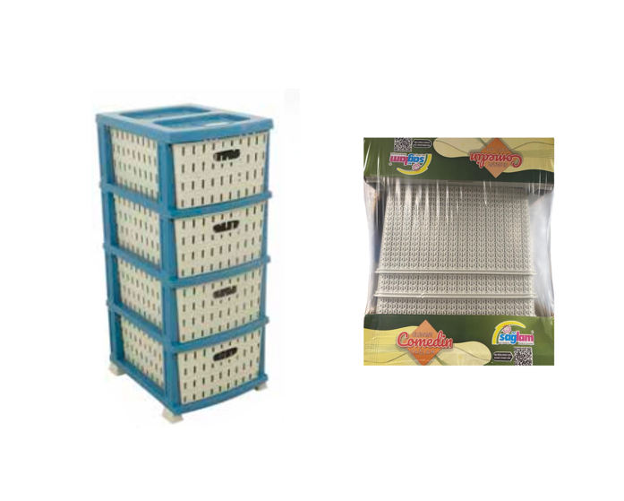 4 Tier Plastic Storage Drawer with Perforated Design 47 x 51 x 92cm Assorted Colours and Designs D152 / D213 / D153 / D151 (Big Parcel Rate)