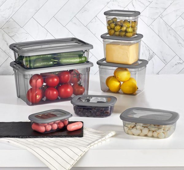 Poli Plastic Grey Food Storage Container with Lid 1.2 Litre BNM0254 (Parcel Rate)