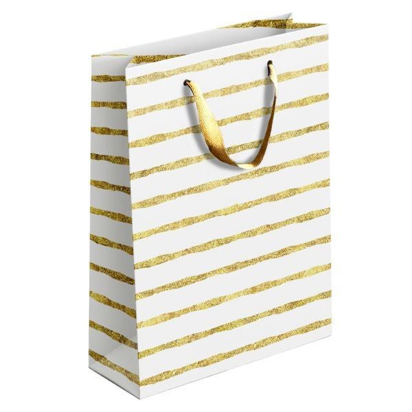 Gold / Silver Patterned Paper Gift Bag Medium Assorted Designs P1910 (Parcel Rate)