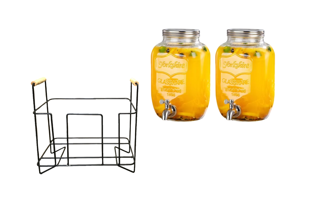 Glass Drink Water Juice Beverage Dispenser with Stand 2 x 4L SG4008 A (Big Parcel Rate)