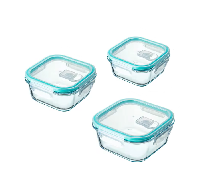 Glass Food Storage Box Set of 3 Assorted Sizes SG9123 (Parcel Plus Rate)