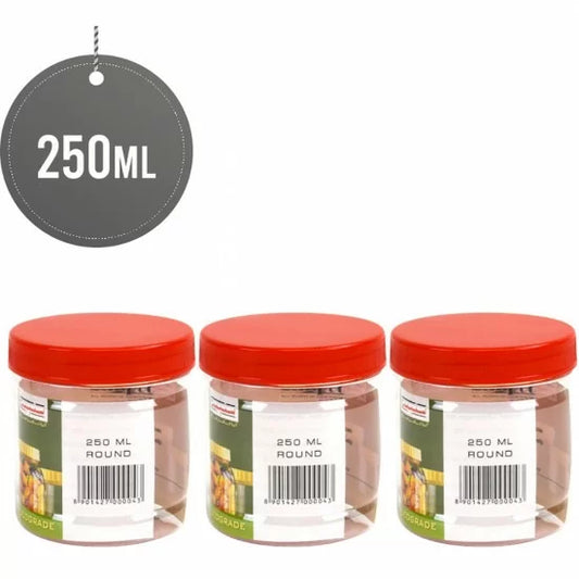 Plastic Kitchen Pet Food Storage Jar 250 ml Pack of 3 ST5137 (Parcel Rate)