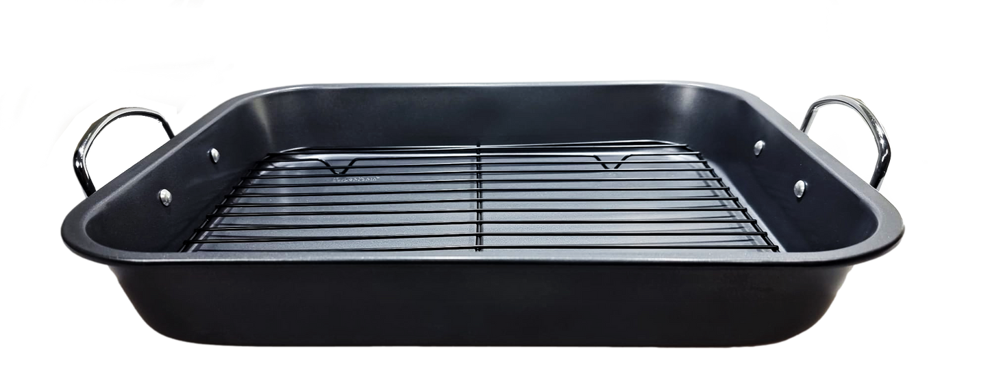 SQ Professional Non Stick Roasting Tray with Rack 37 x 29 x 5.5 cm / 3.5L 3164 (Parcel Rate)