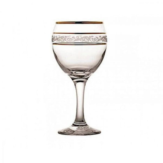 Sultan Misket Wine Glasses with Gold Rim 210cc Set of 6 MIS549 (Parcel Rate)