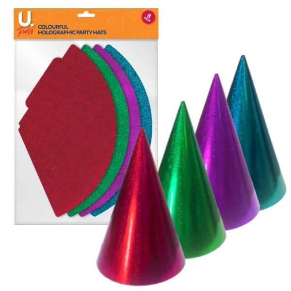 Paper Birthday Party Hats Colourful Pack of 8 P1427 (Large Letter Rate)