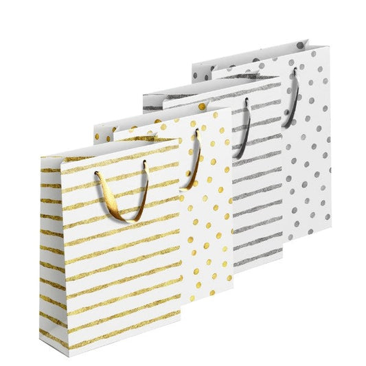 Gold / Silver Patterned Paper Gift Bag Extra Large Assorted Designs P1912 (Parcel Rate)