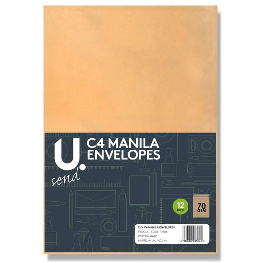 12  Pack Manila C4 Envelopes Office Supplies Home Use Envelopes P2208 (Large Letter Rate)