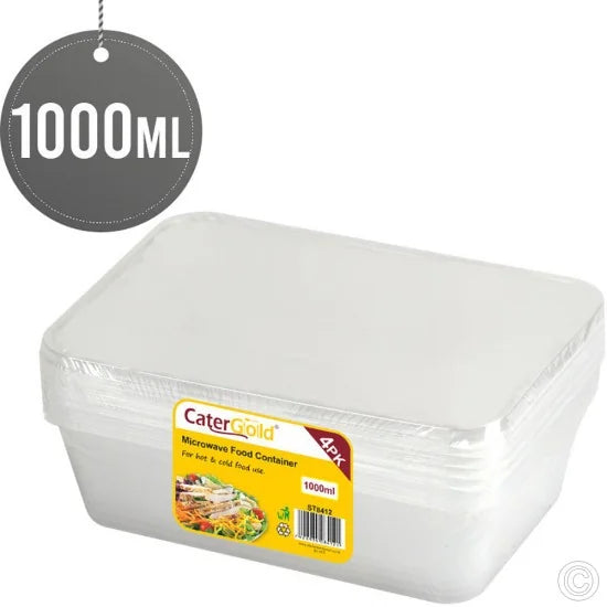 Plastic Food Storage Take Away Container 1000ml Pack of 4 ST8412 (Parcel Rate)