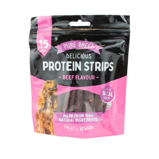 Pet Dog Treats Delicious Protein Strips Beef Flavour 150g 323893 (Parcel Rate)