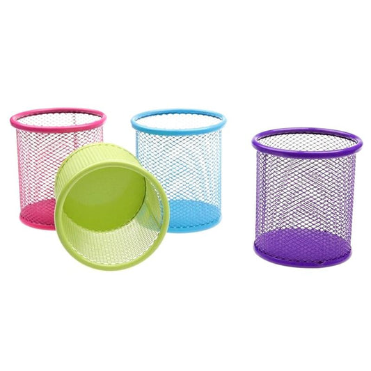 Metal Mesh Stationery Pen Holder 9.8 x 9 cm Assorted Colours 0014 (Parcel Rate)