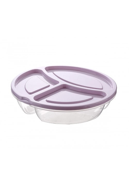 Hobby Smart Round 3 Divided Food Storage Container 0.6LT Assorted Colours 021384 (Parcel Rate)