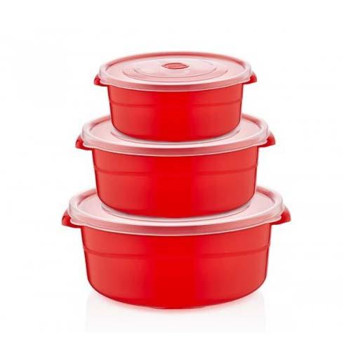 Plastic Round Food Storage Container Set of 3 0.5 / 1 / 2 Litre 021516 (Parcel Rate)