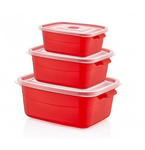 Plastic Rectangular Food Storage Container Set of 3 0.5 / 1 / 2 Litre 021520 (Parcel Rate)