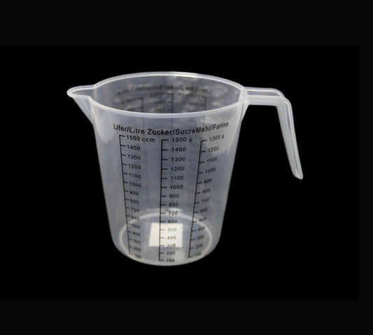 Kitchen Clear Measuring Jug Plastic Black Measurements 1.5 Litre Jug 0414  A (Parcel Rate)