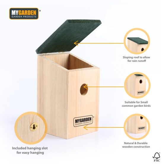 Garden Wooden Bird Nest Box 21 x 12 x 13.5 cm 0700 (Parcel rate)