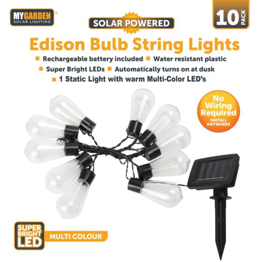 Garden Edison Bulb String Lights 10 Pack 2.25 Metre Multicolour LED 1053 (Parcel Rate)