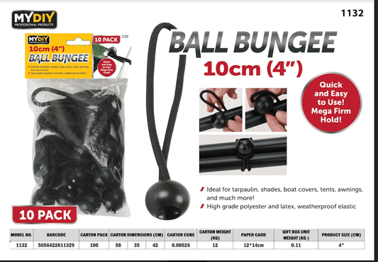 4'' Ball Bungee Set 10 Piece Set 10cm 1132 (Parcel Rate)