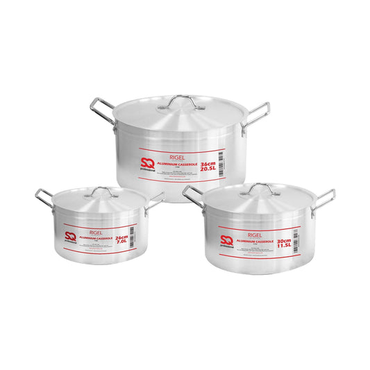 SQ Professional Galaxis Rigel Aluminium Casserole Set of 3 26-30-36cm 1144 (Big Parcel Rate)