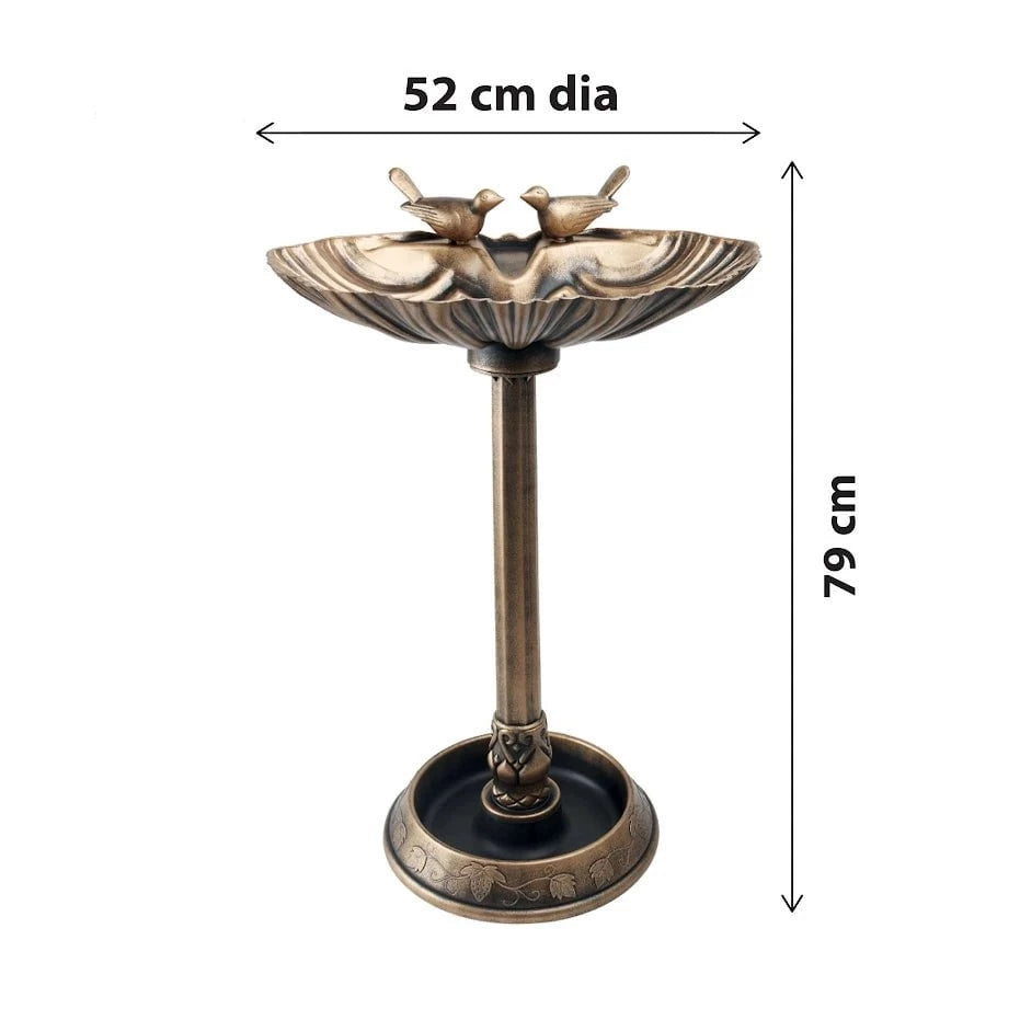 Bronze Effect Bird Bath With Bird Designs 1177 (Parcel Rate)