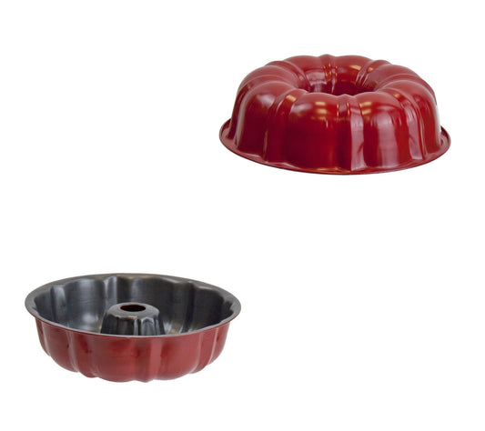 Round Ring Bundt Cake Baking Tin Mould 24 cm Red 1290 (Parcel Rate)